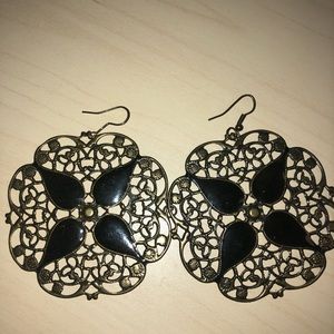 Lovely Brass and Black Sparkly earrings